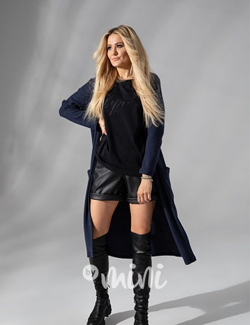 Svetrový long kardigan blue