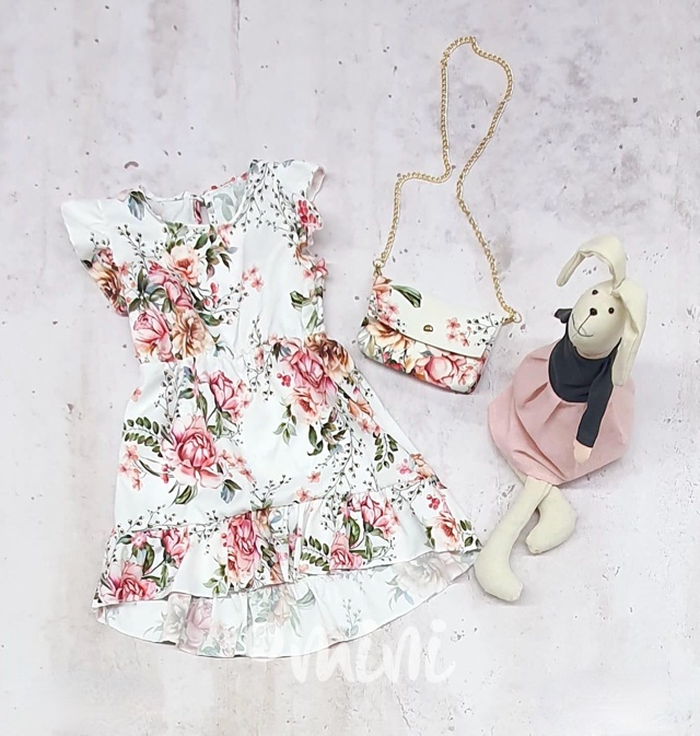 Letní květované šaty s kabelkou white