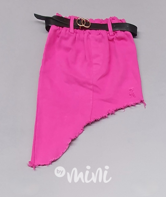 Asymetrická jeans sukně s páskem pink