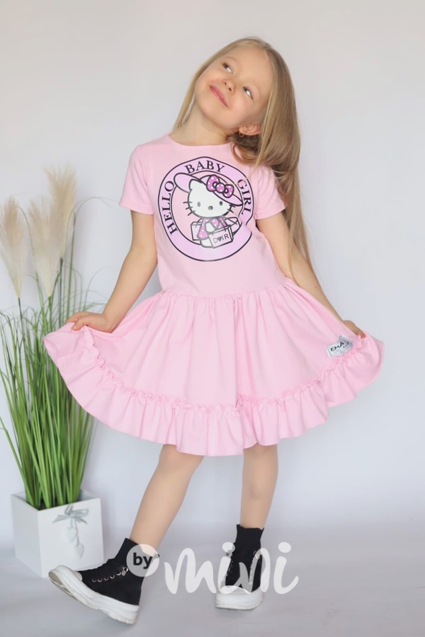 Maxi točivé šaty Hello Kitty pink