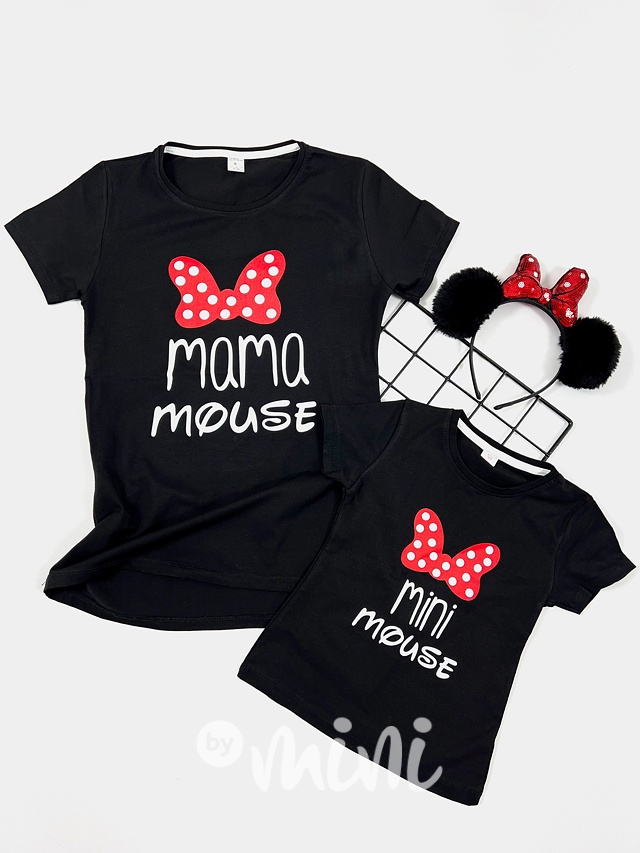 Mama mouse & Mini mouse triko černé