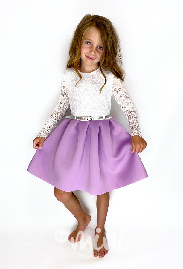 Luxury lila/white dress - slavnostní dívčí šaty