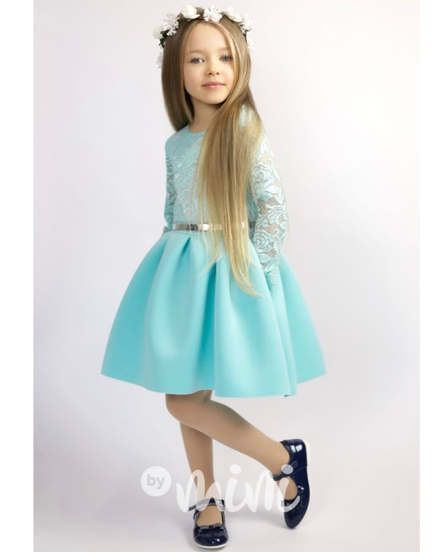 Luxury tyrkys dress - slavnostní dívčí šaty