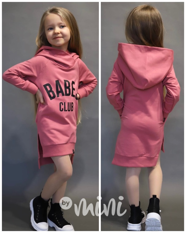 BABES hoodie mikinová tunika old pink