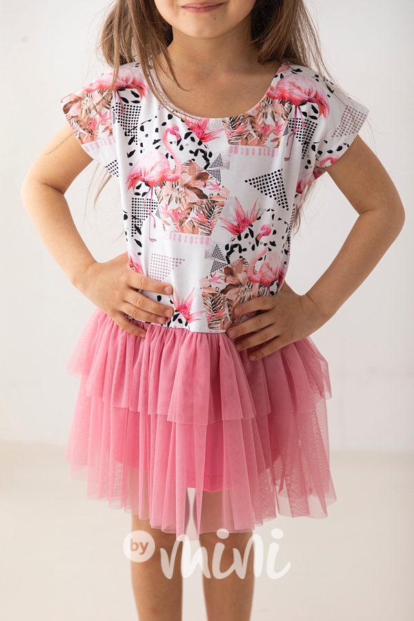 Lily Grey šaty s tylem Millennium Flamingo