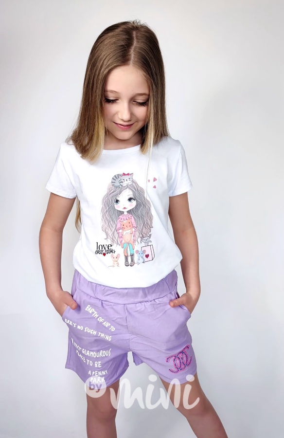 Coco šortky s mačkaným efektem lila
